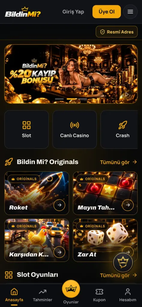 Telefonda açılmış Resmî Adresler sayfası; adreslerin yanında durum etiketleri görünüyor
